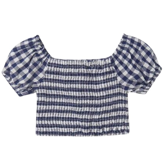 MAYORAL Girl’s Cute navy blue and white gingham top and skirt set. - Picture 5 of 14